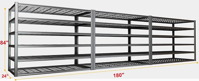 50" W Garage Shelving Heavy Duty, 6 Tier Garage Shelves, Commercial Metal - Image 3