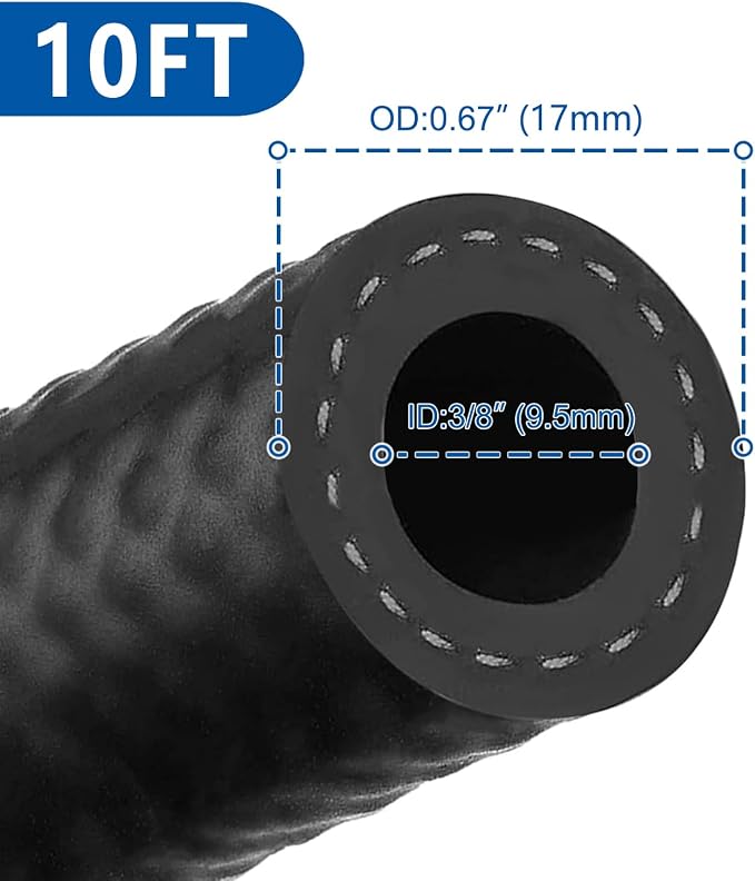 LokoCar Rubber Fuel Hose Line Push Lock 3/8" ID SAE 30R7 NBR 10ft 300PSI Black - Image 3