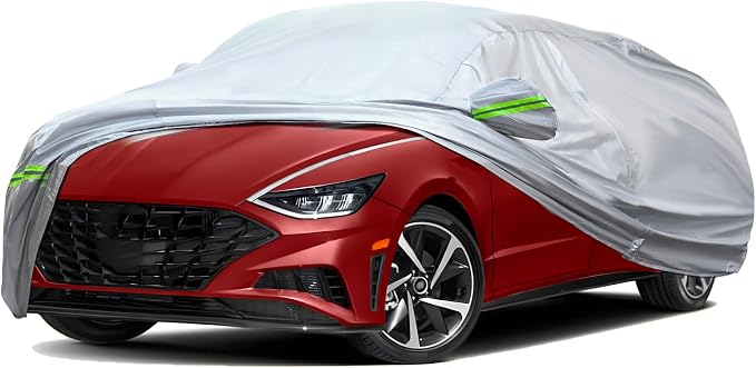TUCAREST 6-Layers Premium Full Car Cover Hard Shell Zipper Design Waterproof by TUCAREST