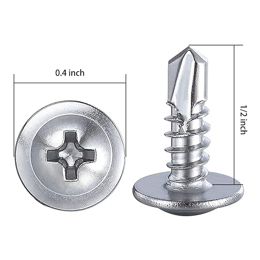 Wensilon #10×1/2”for Sheet Metal Self-Tapping Screws 410 Stainless Steel Truss - Image 2