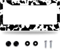 Black White Cows Texture License Plate Frame Animal Cowhide Print License Plate by GORSNKYE