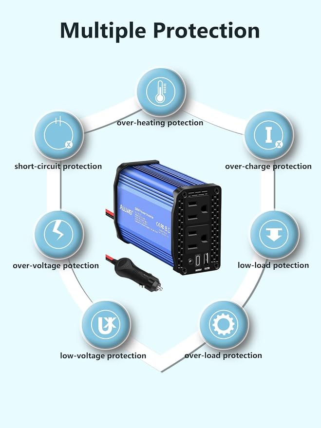 ALLWEI 300W Car Power Inverter DC 12V to 110V AC Power inverters - Image 6