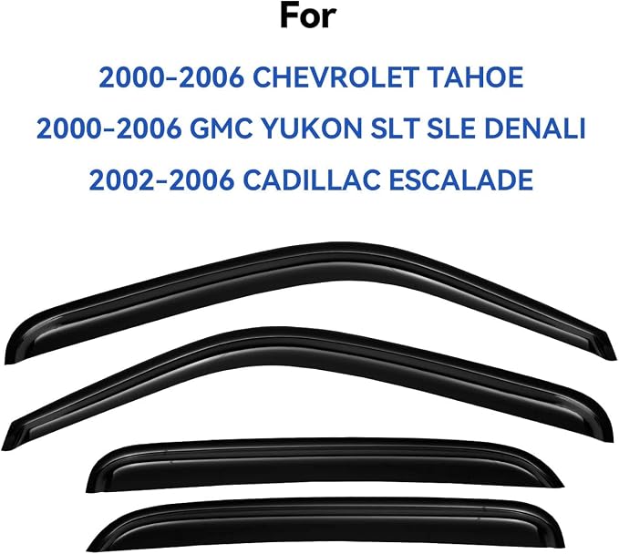 Window Visors Rain Guards for Chevy Tahoe/GMC Yukon 2000-2006, Out-Channel - Image 2