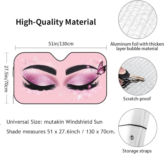 Hello Eyelashes Car Sun Shade Windshield Sunshade Foldable Front Window Shield - Image 3