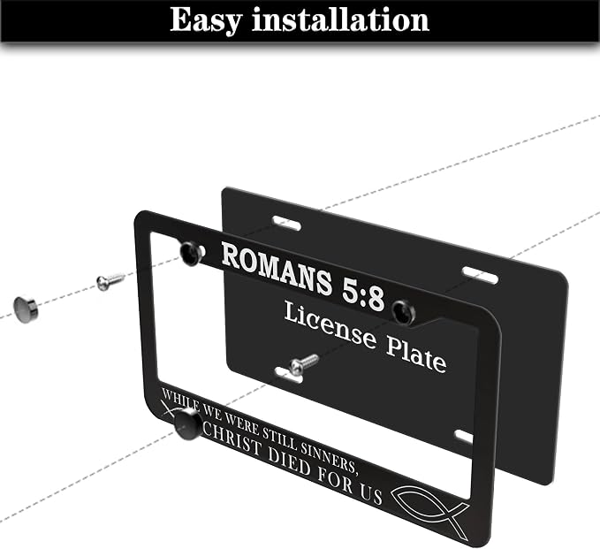 License Plate Frames Black and White License Plate Frame Jesus Bible Verses - Image 7