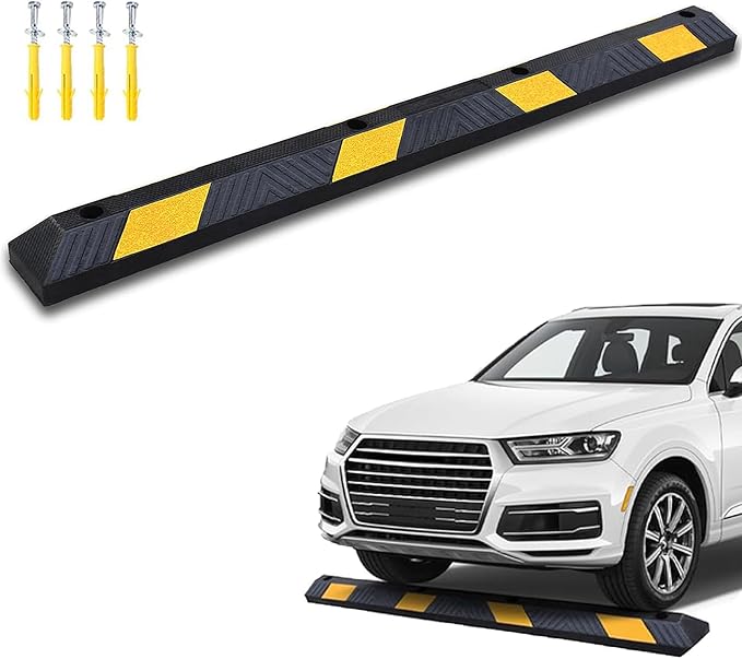 72" Rubber Parking Curb, Heavy Duty Parking Lot Stopper, Garage Floor Stopper - Image 2