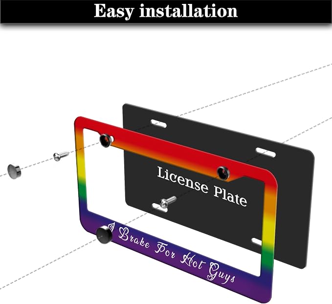License Plate Frames for Men Rainbow Plate Cover for Car for Women Rainbow Gay - Image 7