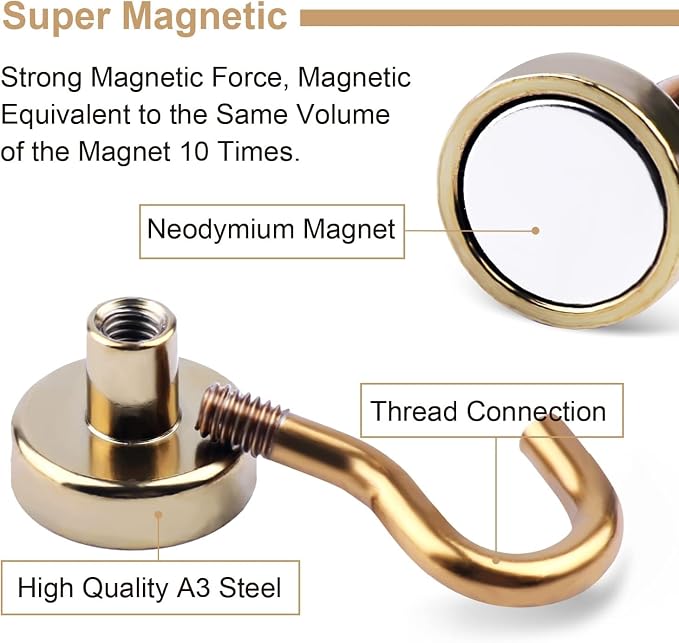 DIYMAG Magnetic Hooks, 30Lbs Strong Heavy Duty Cruise Magnet S-Hook - Image 2