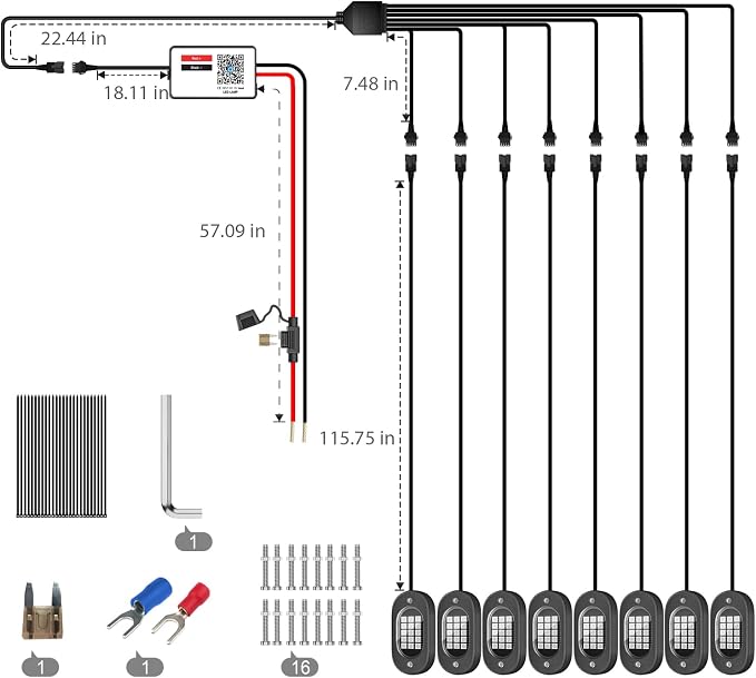 Honalia RGB Rock Lights for Trucks 8 pods, Neon Light Kits for UTV - Image 6