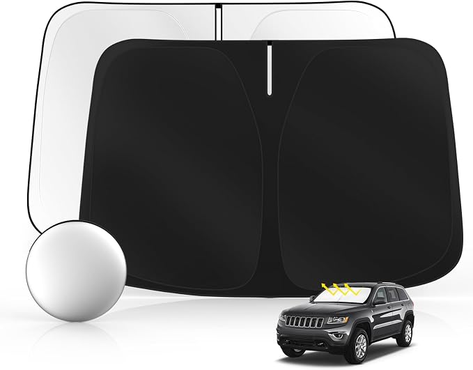 Windshield Sun Shade for Jeep Grand Cherokee 2011-2021 Foldable Sunshade Custom by SULAGIWINDSHIELDSUNSHADE