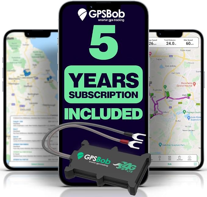 5 Year 4G 12/24v Wired GPS Tracker, All Inclusive, No Monthly Fees, No by GPSBob