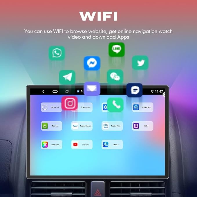 Kunfine Car CarPlay Android Auto Navigation Stereo GPS Radio Reverse Camera - Image 5