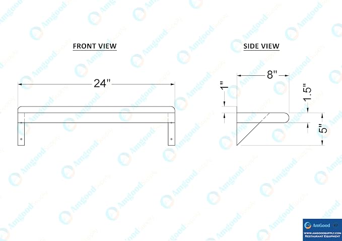 AmGood 24" Long X 8" Deep Stainless Steel Wall Shelf | NSF Certified | - Image 5