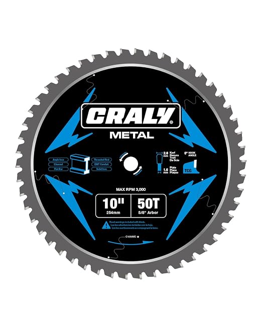 CRALY 10 Inch 50 Teeth Steel and Ferrous Metal Cutting Circular Saw Blade by CRALY