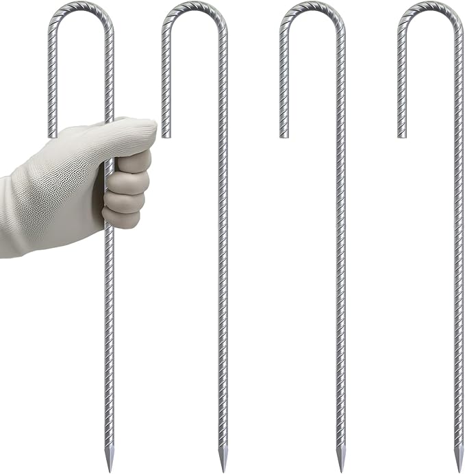 VVOKGO Rebar-Stakes-12-Inch J Hook Galvanized Tent Stakes Heavy Duty, Camping by VVOKGO