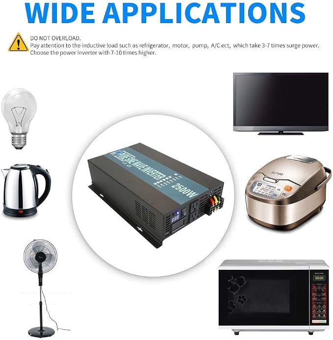 WZRELB Strong Driving Capacity 2500W 24VDC to 120VAC Pure Sine Wave Inverter - Image 6