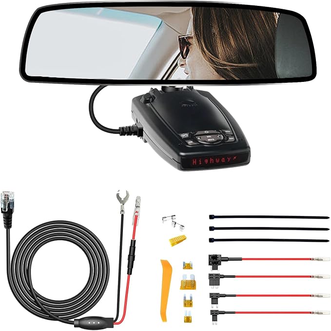 Radar Detector Rearview Mirror Rod Mounting Bracket and Radar Direct Power Cord by SDSACZMU