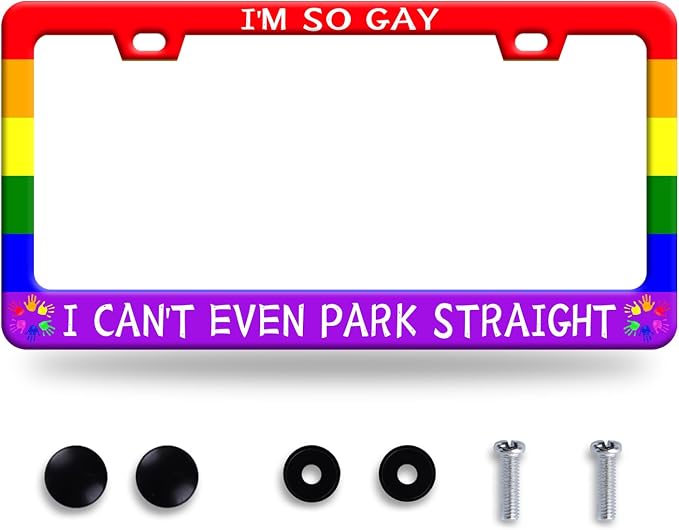 Gay License Plate Frame I'm so Gay I Can't Even Park Straight LGBT Funny by GORSNKYE