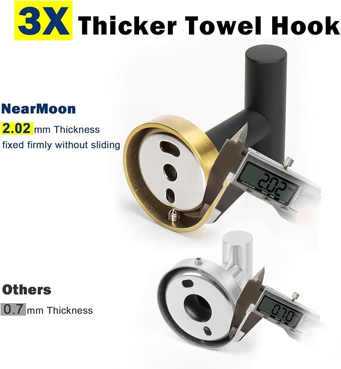 NearMoon Bath Towel Hooks- SUS 304 Stainless Steel Robe Hook Holder, Heavy Duty - Image 4