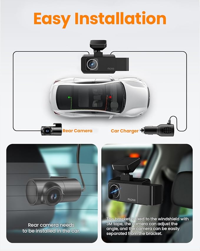 4K 3 Channel Dash Cam, 2160P+1080P+1080P Front and Rear Inside Car Camera - Image 7