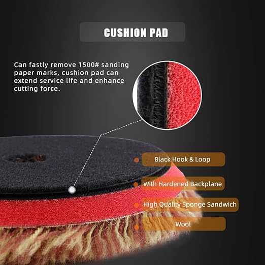 SPTA Wool Polishing Pads, Long Hair Wool Buffing and Polishing Pad Set - Image 3