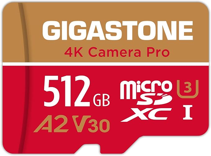 GIGASTONE 512GB Micro SD Card, 4K Camera Pro, A2 V30 by Gigastone