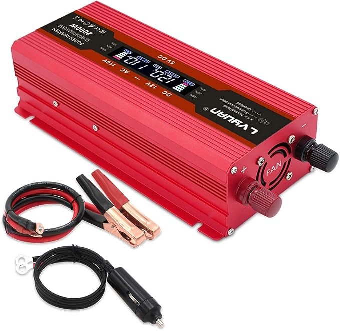 Power Inverter 1000W/2000W Dual AC Outlets and Dual USB Charging Ports DC 12V - Image 8