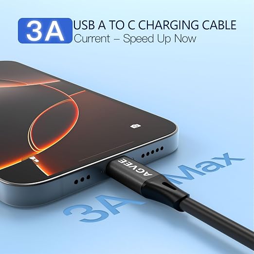 AGVEE 2 Pack 5ft Coiled Short USB to USB-C Charging Cable 3A Fast Charger Cord - Image 2
