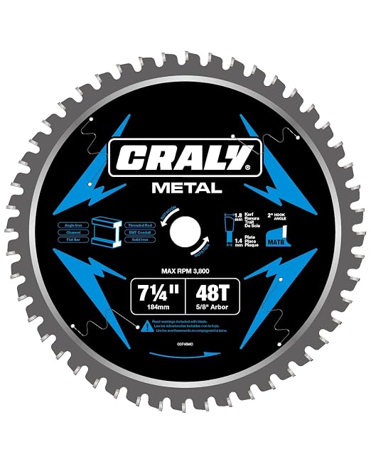 CRALY 7-1/4 Inch 48 Teeth Steel and Ferrous Metal Cutting Circular Saw Blade by CRALY