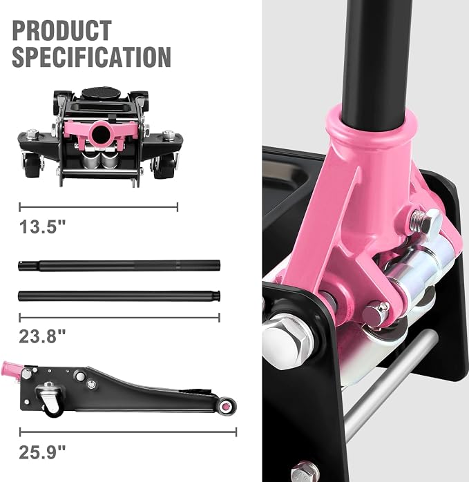 DNA MOTORING Low Profile Hydraulic Trolley Service/Floor Jack, 3 Ton Capacity - Image 5