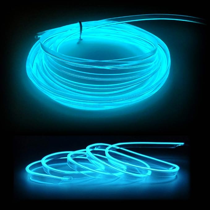 El Wire Ice Blue Interior Car LED Strip Lights, 2M Neon Wire USB 5V - Image 3