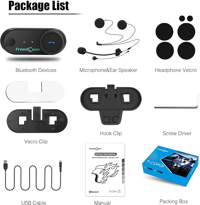 FreedConn TCOM VB Motorcycle Helmet Bluetooth Headset, Motorcycle Communication - Image 8