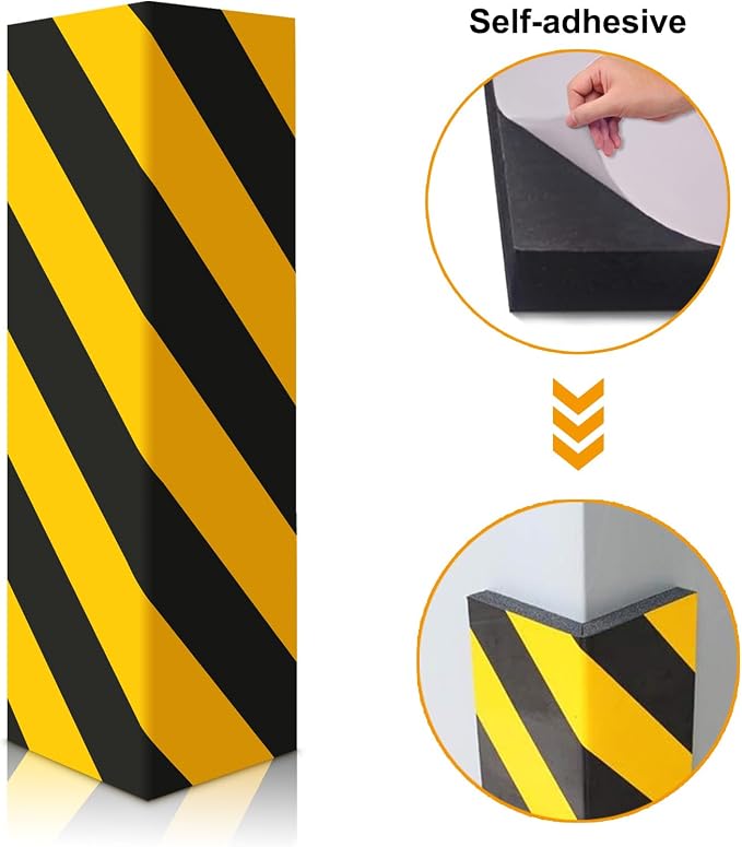 2pcs Garage Wall Guards Wall Protector Cover Yellow and Black Foam Wall Corner - Image 2