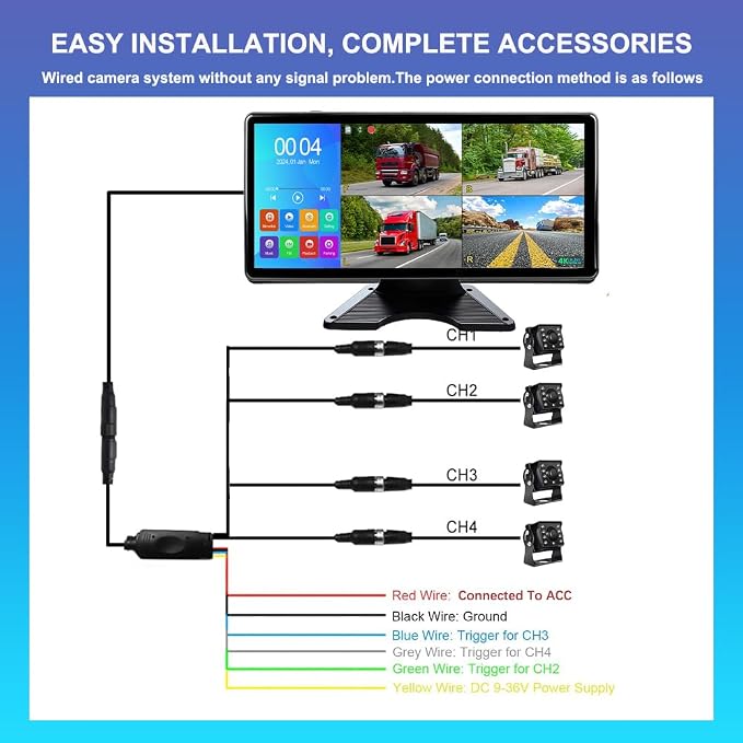 4K RV Backup Camera, 10.36" Touch Screen Monitor - Image 7