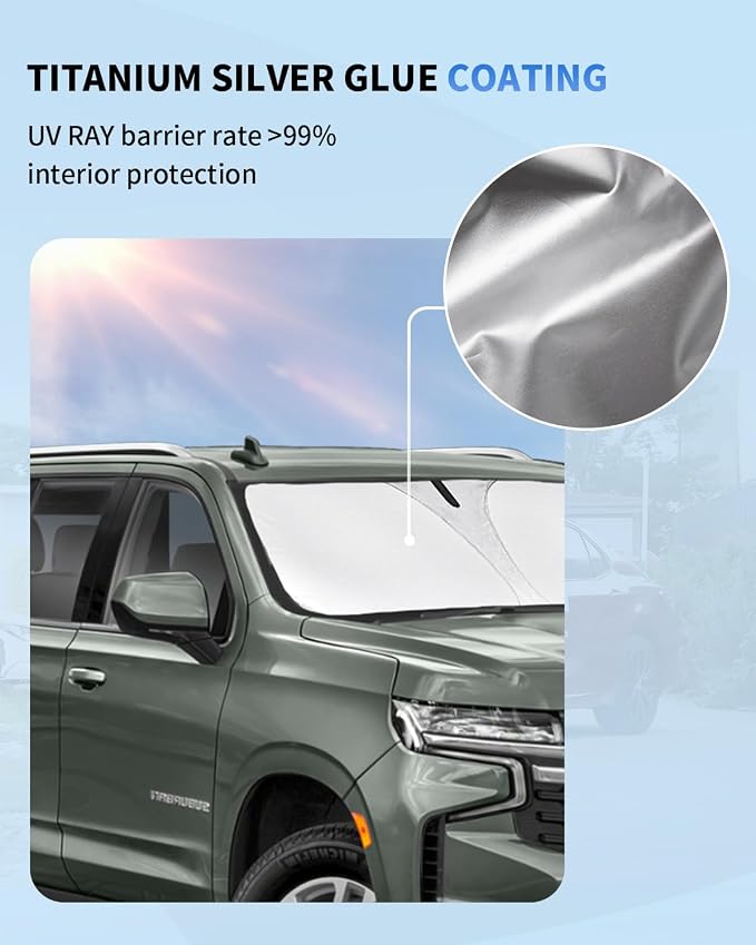 Windshield Sun Shade Sunshade for 2021-2023 2024 2025 Chevrolet Chevy Suburban - Image 3
