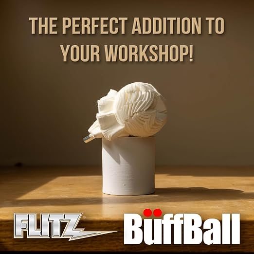 Flitz Buff Ball w/ 1.76oz Metal Polish Paste - 3in Drill Buffer Polisher - Image 2