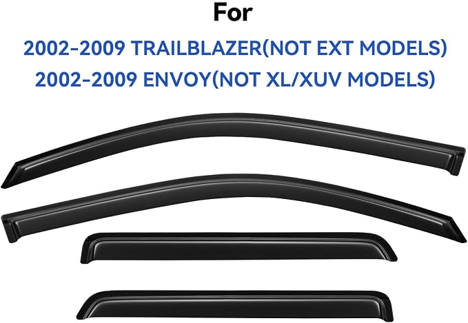 Window Visors Rain Guards for 2002-2009 Chevy Trailblazer, Out-Channel Window - Image 2
