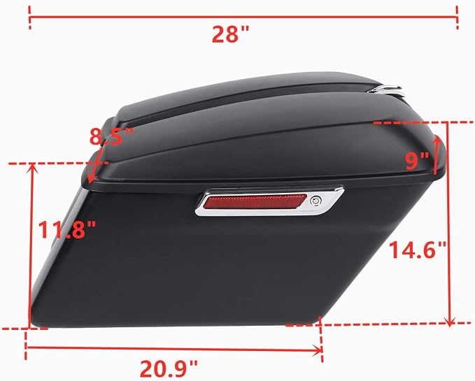 XFMT Matte Black Motorcycle Saddlebags Hard Saddle Bags W/Black Conversion - Image 3