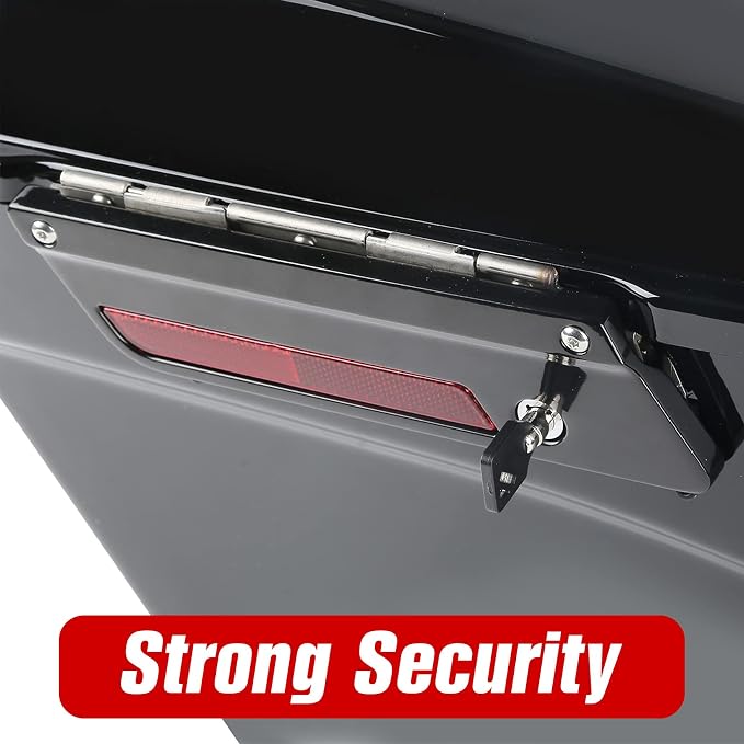 XFMT Motorcycle Saddlebags Vivid Black Hard Saddle Bags Trunk W/Black Latches - Image 5