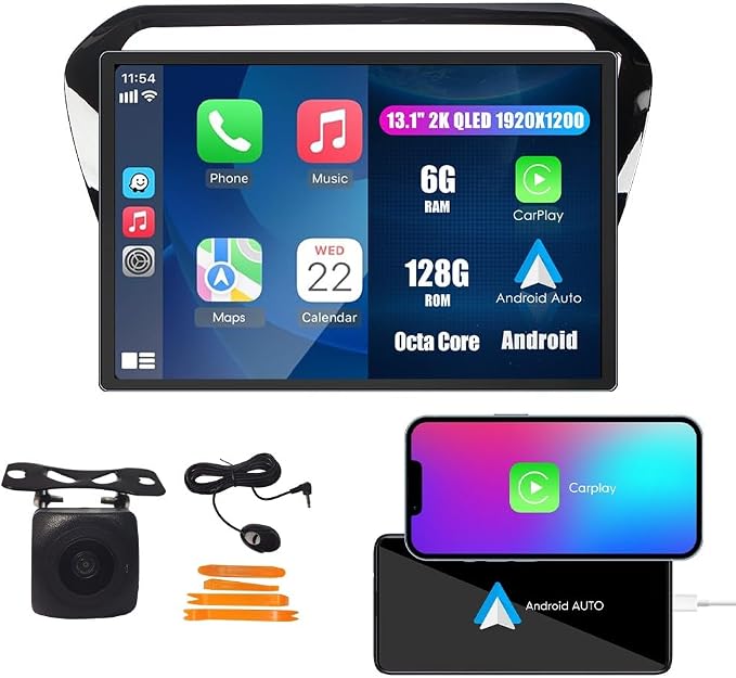 Kunfine Car CarPlay Android Auto Navigation Stereo GPS Radio Camera Display by KUNFINE