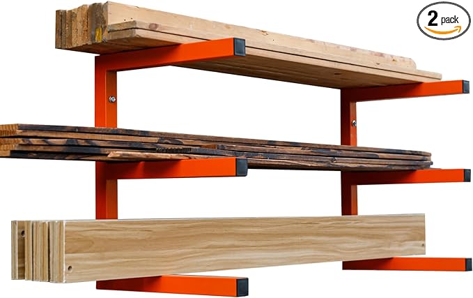 Lumber Storage Rack Wall Mount, Heavy Duty Metal Wood Organizer by MOOMSINE