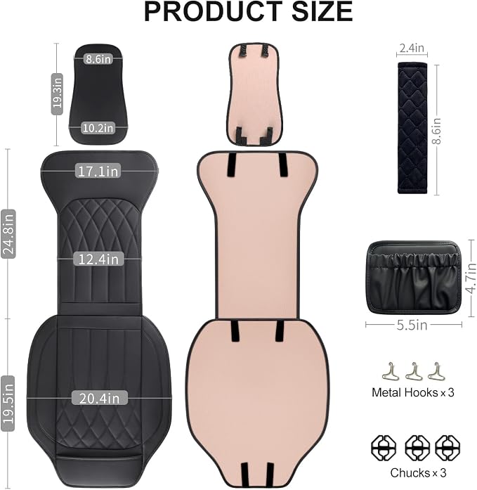 1 Pack Leather Front Car Seat Cover, Universal Sideless Car Seat Protector - Image 2
