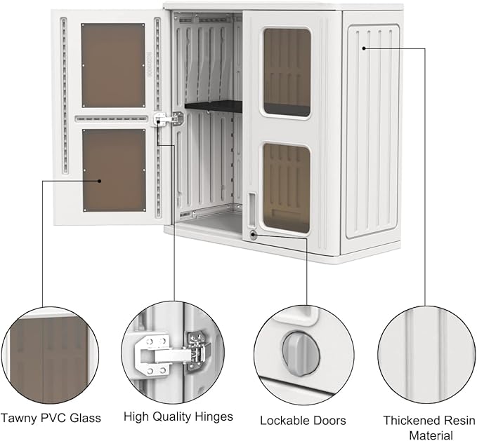 KINYING Outdoor Storage Cabinet Waterproof, Resin Garage and Laundry Room Wall - Image 4