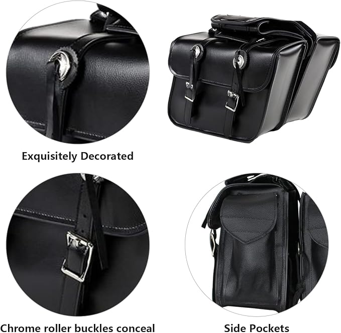 GARGOYLE BELLS Motorcycle Saddle Bags Leather Motorcycle Luggage Bag - Image 2