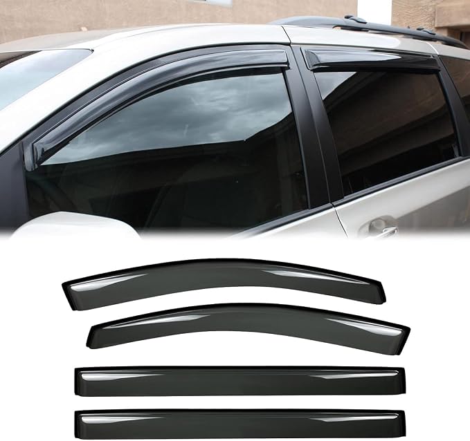 4pcs Outside Mount Style Window Rain Guards Durable Side Wind Deflectors Dark - Image 2