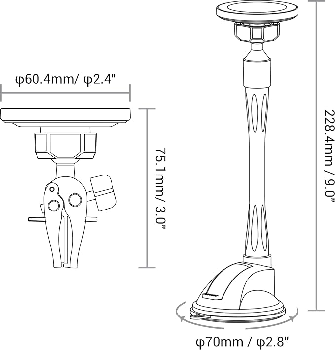 PROfezzion Suction Cup & Vent Clip Combo Magnetic Phone Holder Compatible - Image 8