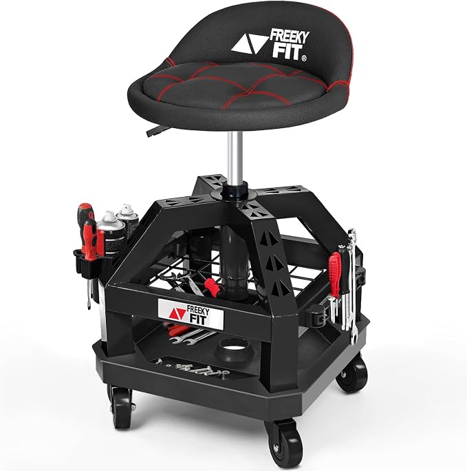 Rolling Shop Stool for Garage by FreekyFit