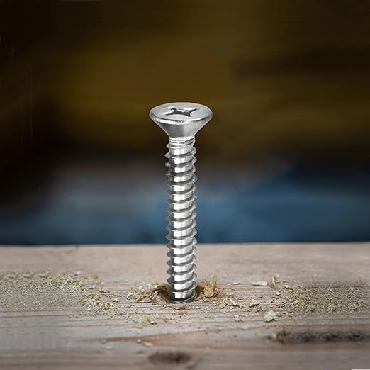 #4 x 3/4" Wood Screw 100Pcs 18-8 Stainless Steel Screws Flat Head Phillips Fast - Image 5