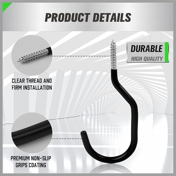 SWANLAKE 6 Pack Heavy Duty Bike Hook, 6 inches, Capacity 100 LBS, Bike Hooks - Image 3