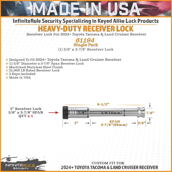 61194 | Single Pack, Receiver Lock - Image 3